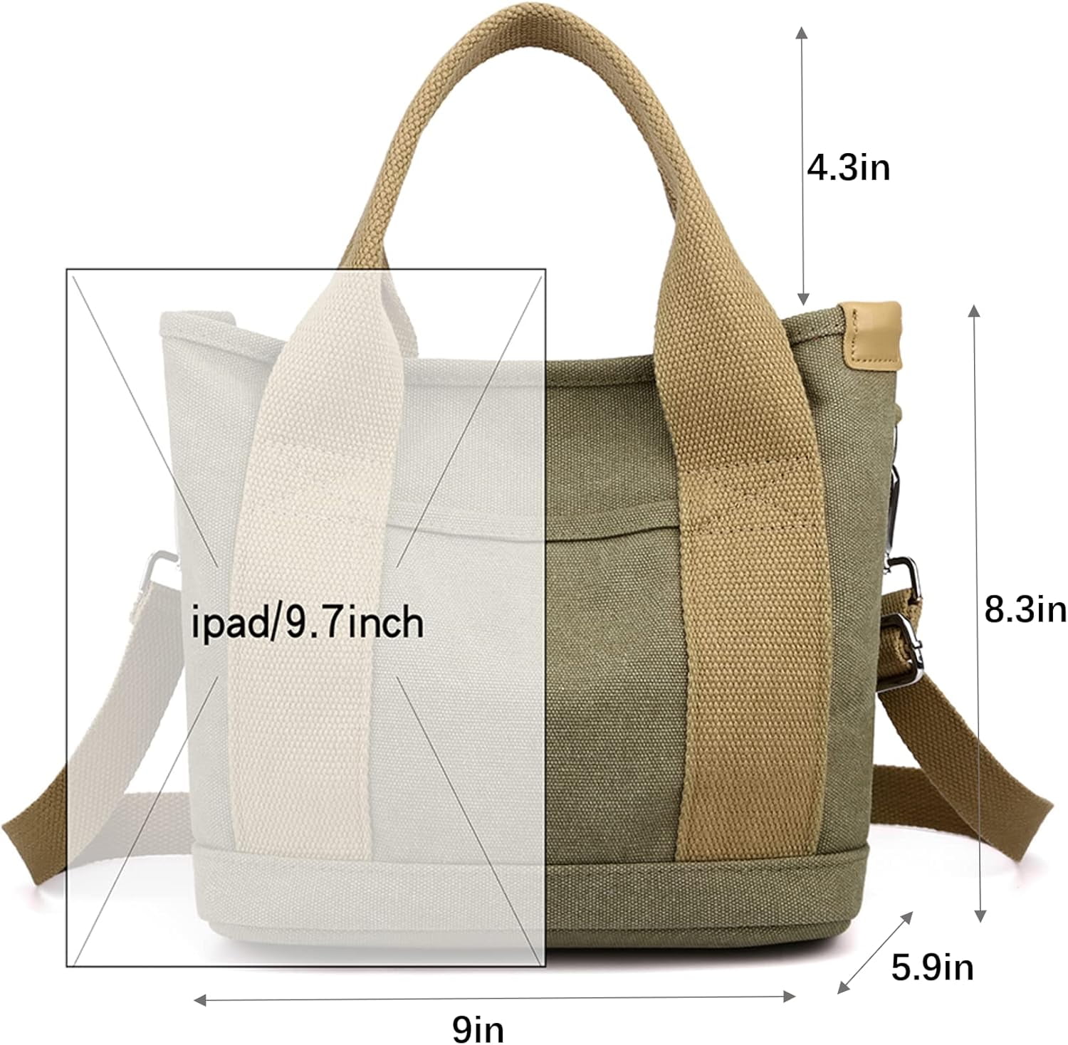 Tote Bag with Zipper Tote Bag for Women Canvas Crossbody Bag Shoulder Bag Satchel Hobo Bag Messenger Bag 2024