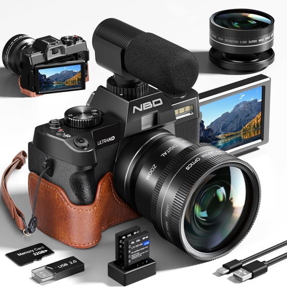 NBD 5K Digital Camera for Photography, 64MP Autofocus Camera with WiFi & App Control, 16X Zoom, Anti-Shake, Flash, SD Card and 2 Batteries