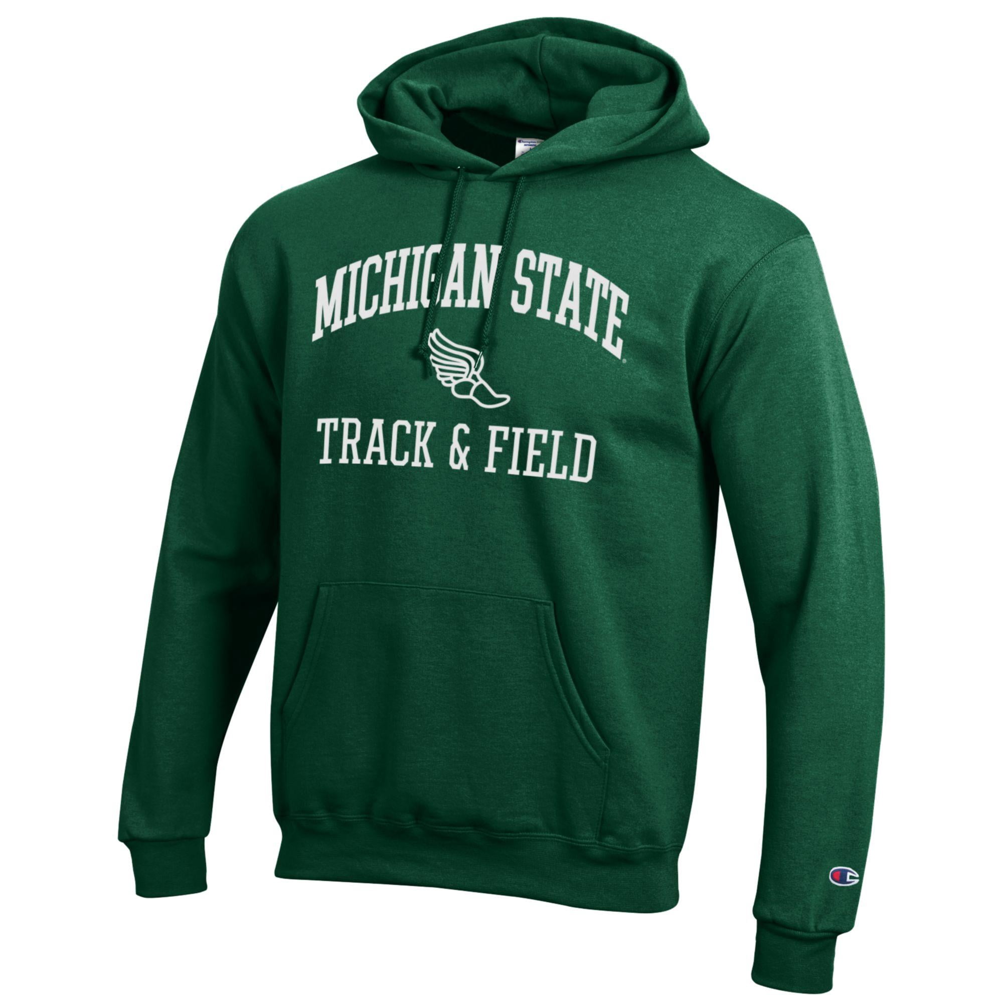 Men's Champion  Green Michigan State Spartans Track & Field Icon Powerblend Pullover Hoodie