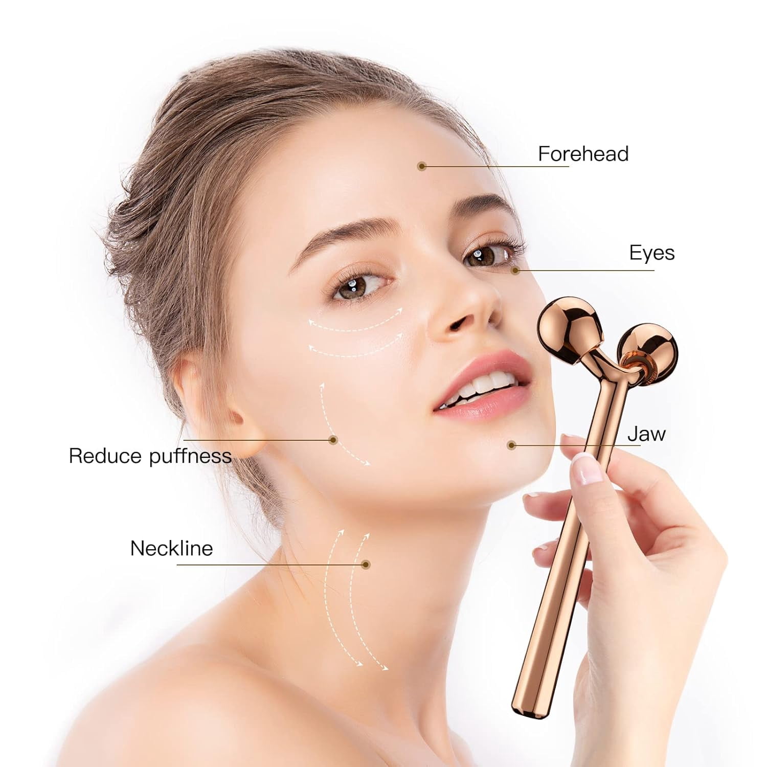 Face Roller, Facial Metal Massager, Massage Tool for face (Rose)