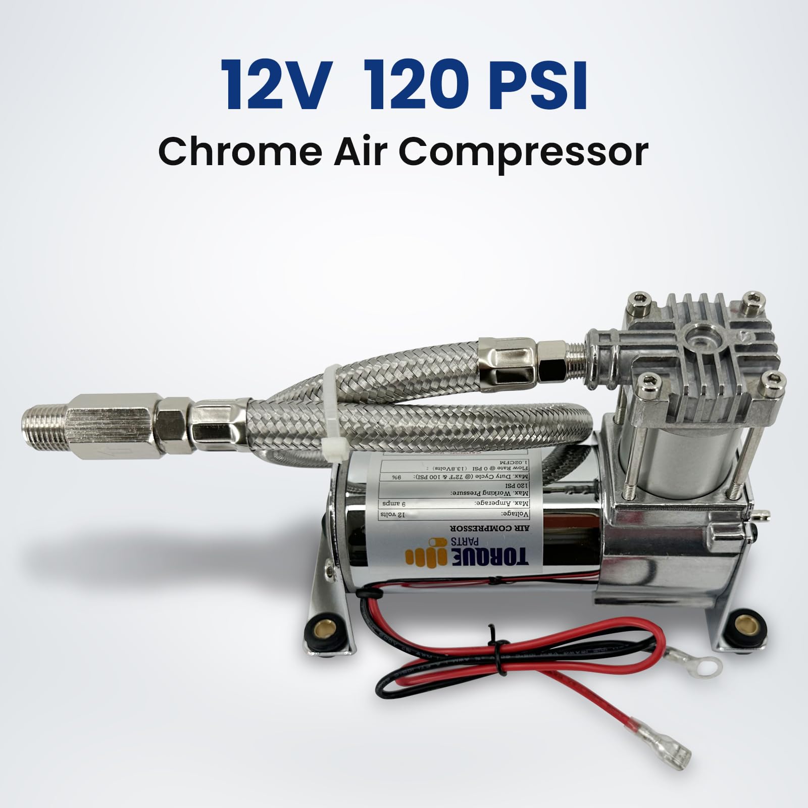 TORQUE Air Compressor Kit 12V Portable Single Port 120 PSI Replace AirLift 16192
