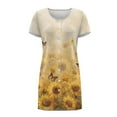 thumbnail image 4 of FKELYI Retro Sunflower Butterfly Print Women's Nightgown Short Sleeve Pajama Dress Skin-Friendly Sleepwear Dress Button Down Sleep Shirts Breathable Boyfriend Nightdress, M, 4 of 6