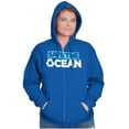 thumbnail image 3 of Save Ocean Earth Day Climate Change Unisex Fleece Graphic Zip Up Hoodie Brisco Brands 4X, 3 of 5