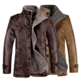 thumbnail image 3 of Men's Insulated Slim Fit Windproof Fleece Lined PU Leather Jacket for Winter, 3 of 9