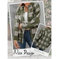 thumbnail image 4 of HUBERY Women Plaid Color Block Pocket Lapel Collar Button Long Sleeve Jacket, 4 of 4