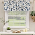 thumbnail image 2 of Navy Blue Floral Curtain Valances for Windows, Kitchen Valance Window Treatments Panel 2 Pack, Spring Vintage Blossom Botanical Rod Pocket Short Curtains for Bathroom Bedroom 54 x 18 Inch, 2 of 8