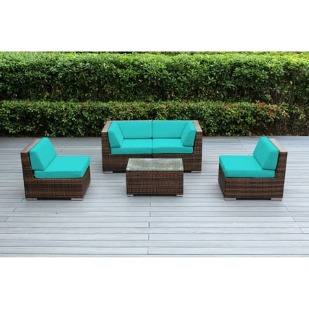 Ohana Wicker Coupon Code Ohana 5 Piece Outdoor Wicker Patio Furniture Sectional Conversation Set - Mixed Brown Wicker ()