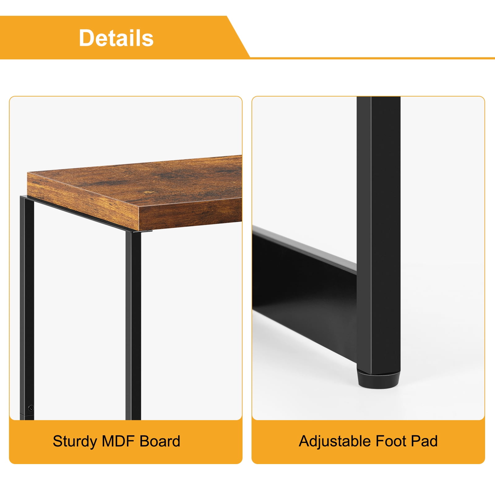 Oumilen Adult Modern Nightstand Narrow Side Table End Table, Rustic Brown