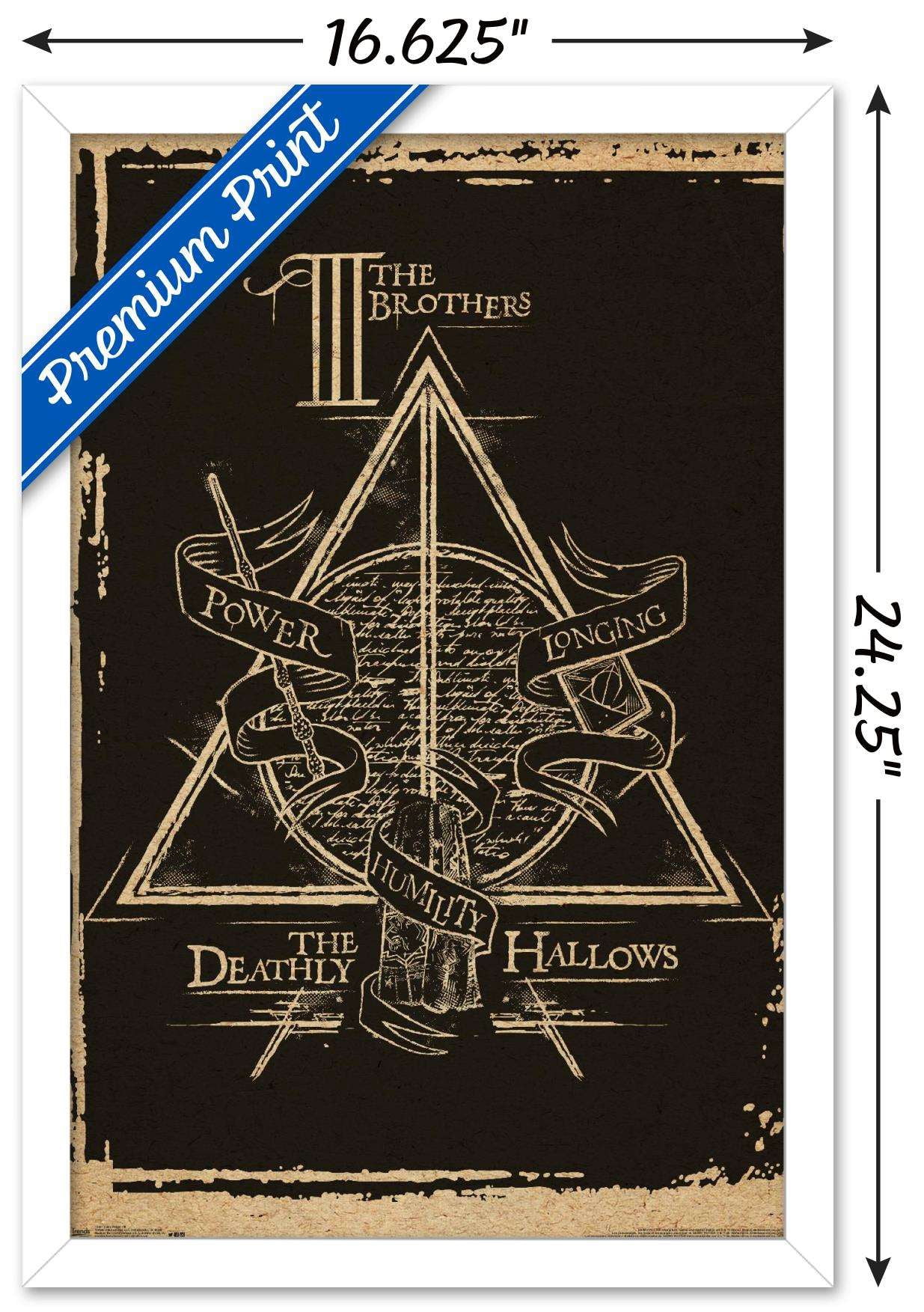 Harry Potter - Deathly Hallows - The Brothers - Symbol Wall Poster, 14.725" x 22.375", Framed