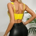 thumbnail image 4 of Women's Flowers Bustier Open Back Spaghetti Strap Boned Corset Crop Tops Going Out Party Vintage Shapewear Yellow S, 4 of 5