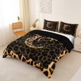 thumbnail image 2 of Manfei Leopard Print C Personalized Initial Queen Duvet Cover Set for Teens Female,Girls Vintage Bowtie Cheetah Print Bedding,Black Reversible,Lightweight Room Decor,3 Pieces,No Comforter, 2 of 5