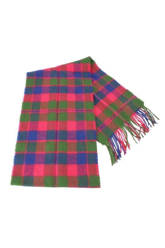 Bowhill Glasgow Lambswool Tartan Scarf - Green/Blue/Pink