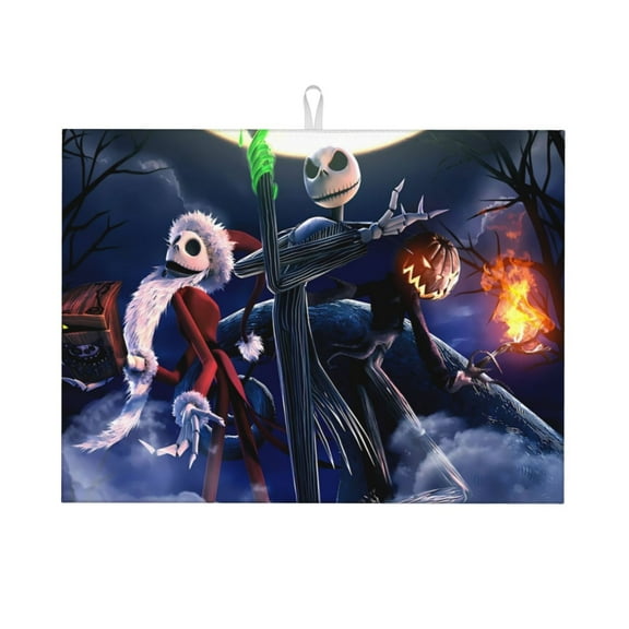 Gokiu The Nightmare Before Christmas for Microfiber Dish Drying Mat Large 18" x 24" Absorbent Dish Drainer Kitchen Counter Mat for Kitchen Counter Dish Drying Pad