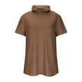 thumbnail image 6 of Clearance under 5$ Sevevn Women's Summer Casual Solid Color Short Sleeve Solid Color Face Mask For Sun Protection Lightweight Tops Gift for Adults Coffee M, 6 of 7