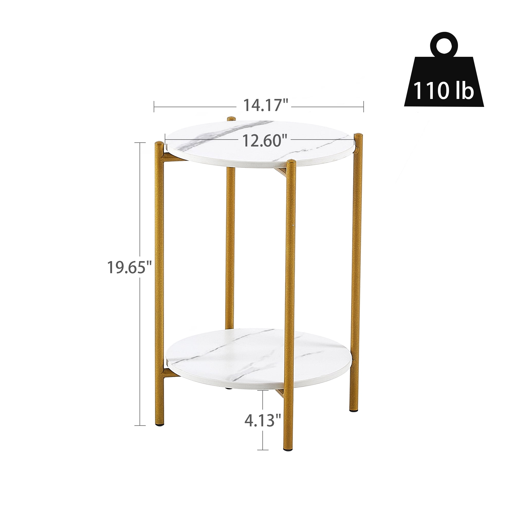 Resenkos Faux Marble Tabletop End Table, Round Storage Side Table with Golden Metal Frame for Bedroom Living Room Resenkos Faux Marble Tabletop End Table, Round Storage Side Table with Golden Metal Frame for Bedroom Living Room