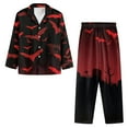 thumbnail image 5 of Garronmavis Halloween Pajamas Women Red Bats Printed V-Neck Button Down Sleepwear Soft Breathable Fabric Loungewear Set Nightwear for Ladies 2 Piece, 5 of 7