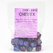 Chessex Manufacturing LE812 Assorted Gemini 2 Colors Blue-Purple With Gold Bag - 20