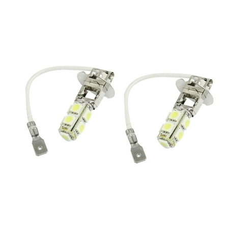 

Unique Bargains Car Vehicle H3 Socket 9 5050 Surface Mount Device White Head Fog Light Bulbs Lamp 2 Pcs