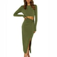 thumbnail image 2 of Lilgiuy Women Comfortable Casual Long Sleeve Round-Neck Dress Green Fall Dresses for 2022 Spring Winter, 2 of 5