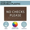 thumbnail image 3 of ADA CENTRAL SIGNS - 6" X4" No Checks Please Sign - ADA Compliant Tactile Graphics Grade 2 Braille Text Front desk counter signs| Do Not Accept Checks Wall Mount Plastic Signs for Work and Office, 3 of 7
