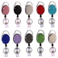 thumbnail image 2 of Color Crystal Rhinestones Badge Reel Work Card Name Tag Retractable Badge Holder Sparkle Bling ID Card Holders Bag Keychain Pink, 2 of 5