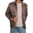 thumbnail image 2 of Men’s Harrison Ford Brown Vintage Leather Jacket, 2 of 6