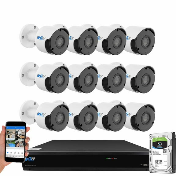 GW Security 16 Channel 5MP (2.5X 1080P) CCTV Surveillance DVR System with 12 x Super 5.0MP HD 1920p AI Human Detection Waterproof Security Cameras,100ft IR Night Vision, 4TB Hard Drive