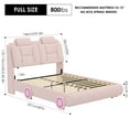 thumbnail image 6 of Homfa Full Size Car Bed Frame with LED Wheels, Velvet Upholstered Platform Bed with Adjustable Headboard and Removable Pillows, Pink, 6 of 8