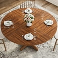 thumbnail image 4 of Round Dining Table for 4, 47 Inches Dining Room Table with Wooden Base, Circle Kitchen Dinner Table for Dining Room, Kitchen, Living Room (Table Only), Walnut, 4 of 7