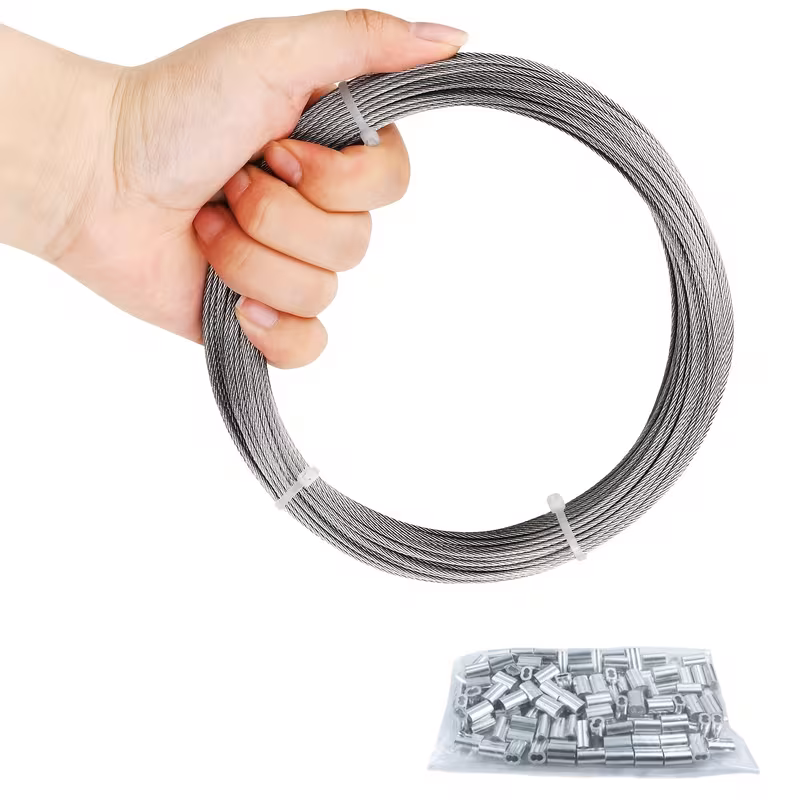 Wire Rope,1/16" 100 ft 304 Stainless Steel Cable for String Lights Hanging Clotheslines, Trellis Wire