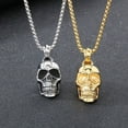 thumbnail image 2 of Retro Domineering Personality Skull 14K Yellow Gold Pendant Necklace Men's Trend Fashion Punk Hip-hop Niche Street Party Gift PendantAccessories, 2 of 6