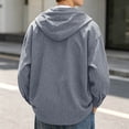 thumbnail image 5 of Plaid Shirt Jacket Men Fall Winter Long Sleeve Loose Casual Button Down Drawstring Hooded Shirt Work Shirts Outerwear, 5 of 7