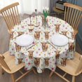 thumbnail image 3 of White Highland Cow Flower Pattern Round Tablecloth 60"x60",Wrinkle Wipeable Table Cloth for Kitchen Dining Room Picnic Patio Party, 3 of 6