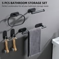 thumbnail image 4 of Bandeja de almacenamiento Juego de almacenamiento de toallas de baño de 5 uds con toallero, portarrollos de baño, dos ganchos, sin perforación, juego de accesorios de baño de acero inoxidable, negro Abanopi Bandeja de almacenamiento, 4 of 7
