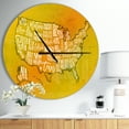 thumbnail image 2 of DesignArt United States Yellow Vintage Map Large Wall Clock, 2 of 2