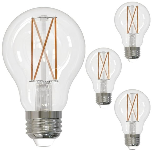 Diodesy- Pack of 4 LED5A19/27K/FIL/3 A19 LED Filament Light Bulb, Compatible on All Dimmers, 5W (40W Equivalent), E26 Classic Clear Glass, 2700K Warm White, Dimmable, CRI90, 450 Lumens, UL Listed