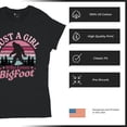 thumbnail image 6 of Just a Girl Who Loves Bigfoot T-Shirt Sasquatch Fan Cryptid Cute Gift Vintage Sunset Wildlife Camping Women's Tee, 6 of 7