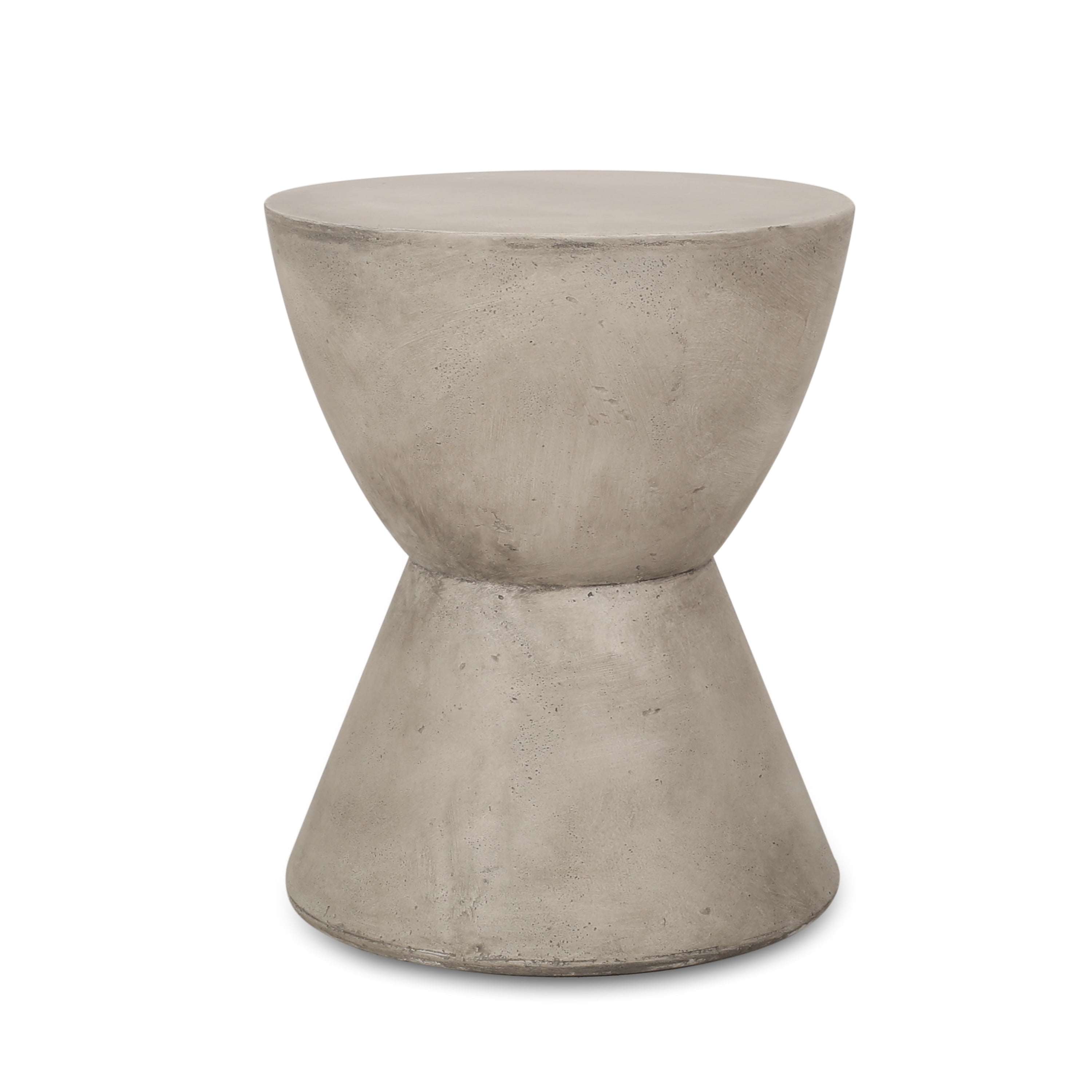 Outdoor Lightweight Concrete End Side Table for Patio Balcony Garden, Light Gray