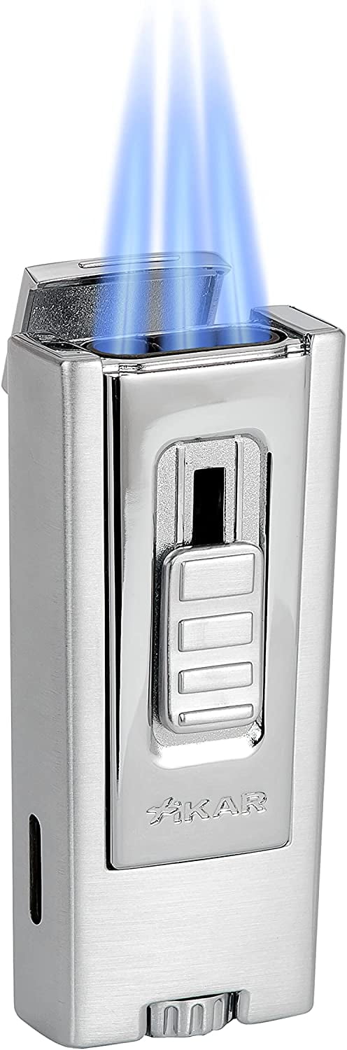 Xikar Trezo Lighter, Inline Triple Jet Flame- Chrome Polish , Lifetime  Warranty