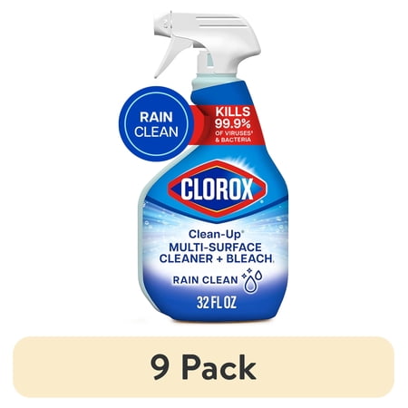 (9 pack) Clorox Clean-Up All Purpose Cleaner Spray with Bleach, Rain Clean, 32 fl oz