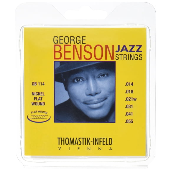 Thomastik-Infeld GB114 Jazz Guitar Strings: George Benson 6 String Set - Pure Nickel Flat Wounds E, B, G, D, A, E Set