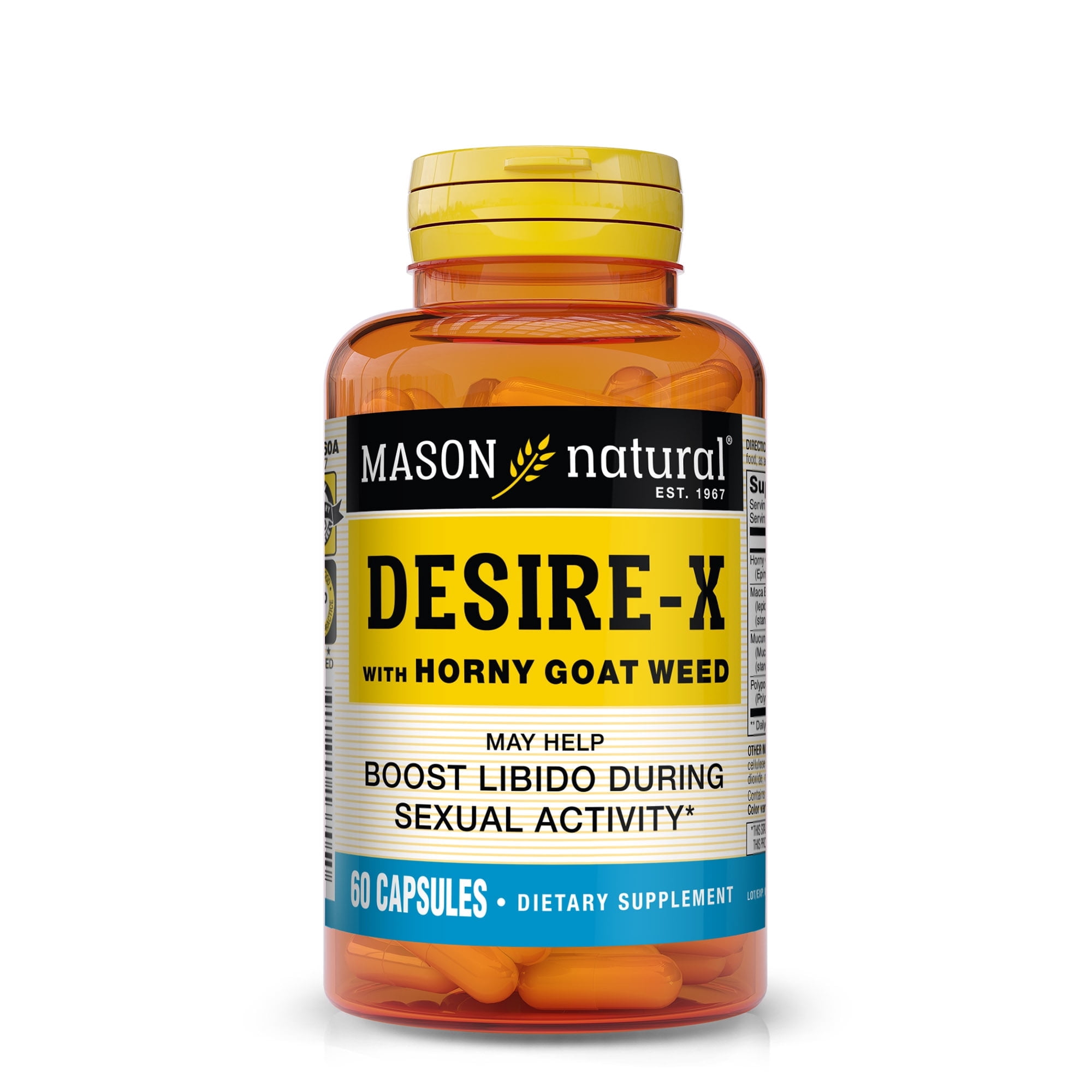 Mason Natural Desire-X with Horny Goat Weed, Maca, Mucuna and Polypodium Vulgare Extract - Natural Energy Booster, Supports Sexual Health, 60 Capsules