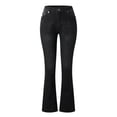 thumbnail image 2 of Boot Cut Jeans for Women Mid Waist Tummy Control Trendy Flare Jeans Straight Denim Pants Black 4XL, 2 of 6