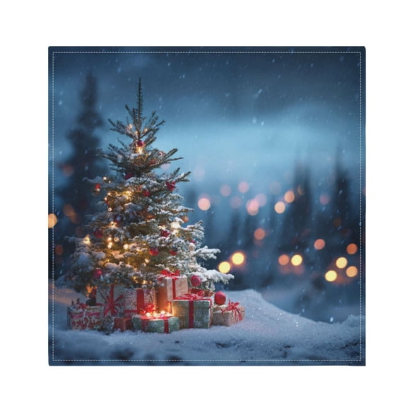 1 Pack 20'' x20" Satin Table Napkins Dinner Napkins for wedding Party Decoration events Christmas Tree at Night