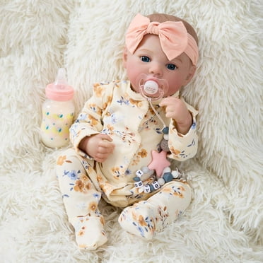 Lifelike Reborn Baby Dolls Girl 17" Blue Eyes Looks Like Real Doll for Kids Christmas Gift