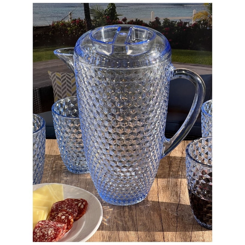 Acrylic Diamond Cut Pitcher - Blue 2.5 qt