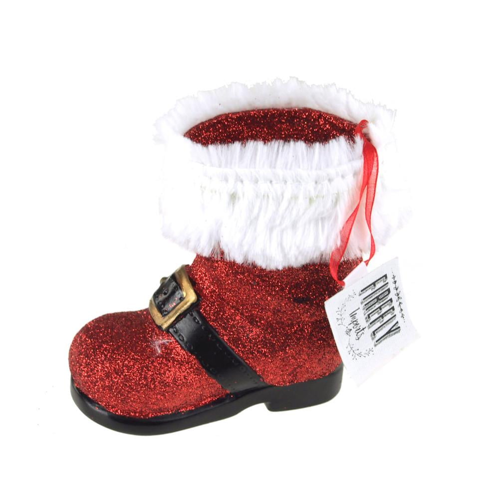 Glittered Santa Boot Christmas Tree Ornament, 31/2Inch, Red Walmart
