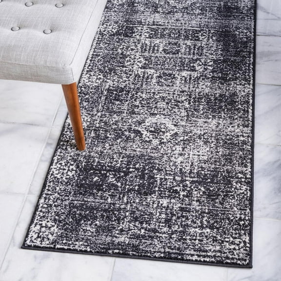 Unique Loom Tradition Collection Area Rug - Bouquet (2' 2" x 6' 1" Runner Black/Gray)