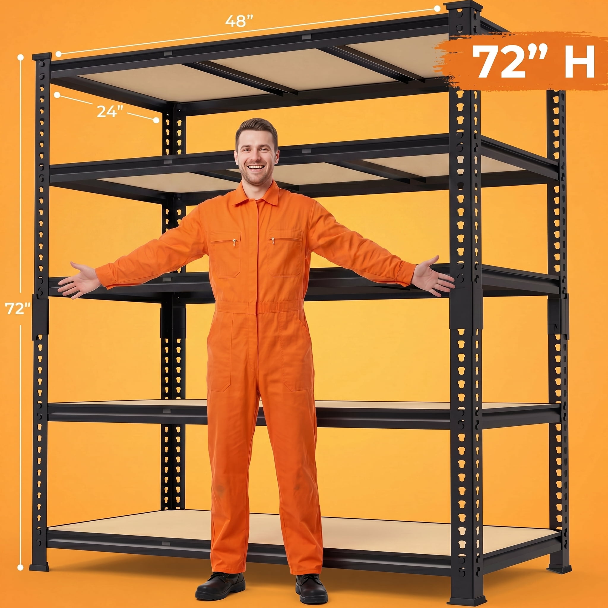 TrumanPick 3250LBS Garage Shelving Heavy Duty Storage Racks, 5 Tier Adjustable Metal Shelves for Storage, 48"W x 24"D x 72"H Shelving Rack for Garage Pantry Kitchen