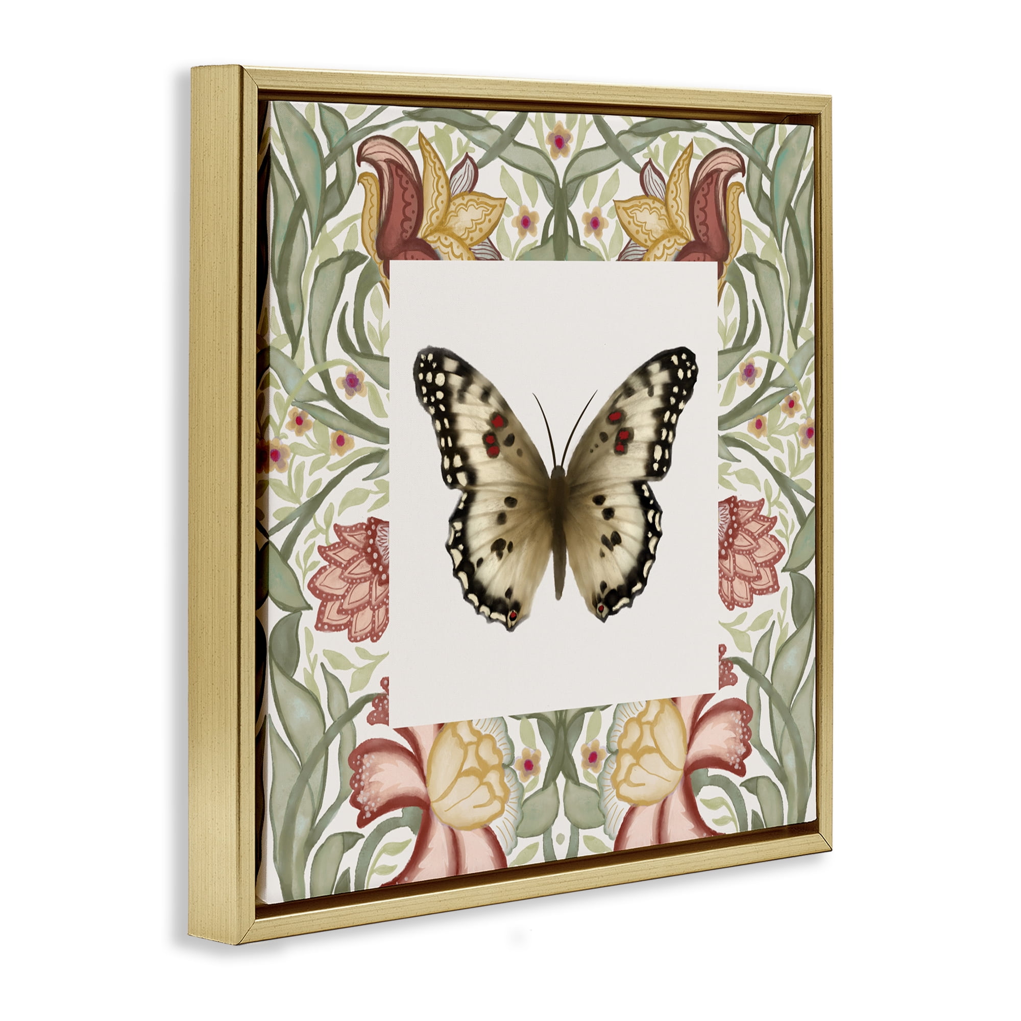 Stupell Industries Warm Toned Baroque Butterfly Gold Framed Floater Canvas Wall Art, design by Elizabeth Medley
